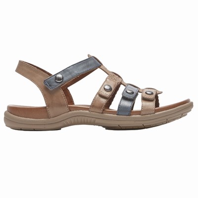 Sandálias Rockport Cobb Hill Rubey T-Strap Mulher Caqui PT-74905